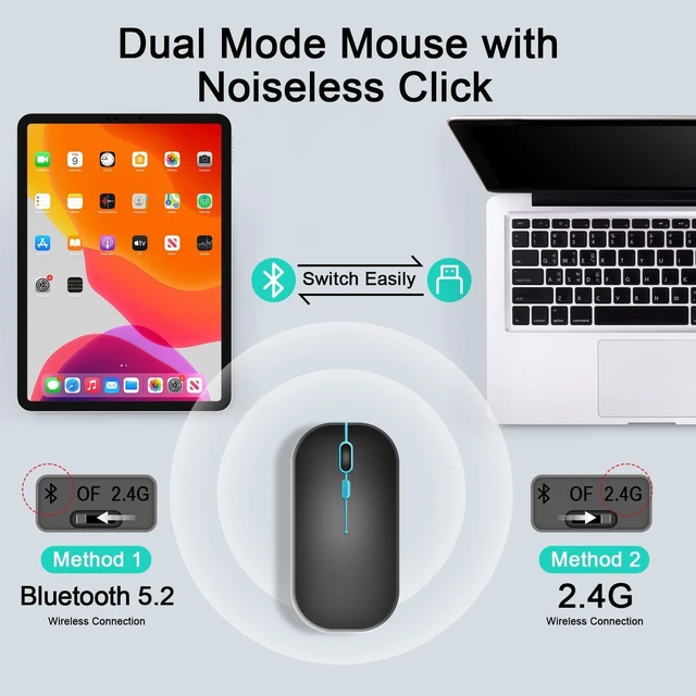 Alt view image 9 of 10 - Wireless Keyboard And Mouse Combo, Rechargeable Bluetooth Keyboard & Mouse with 7 Color Backlit and 2.4 GHz Wireless USB Receiver, Compatible with Phone, iPad, PC, Laptop, Windows/iOS/Android, Black