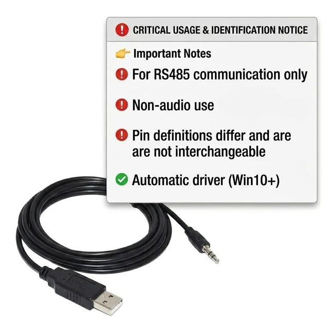 Alt view image 11 of 12 - USB to 2.5mm Audio Jack RS485 Cable 1.8m for Brooks MFC Flow Meter PC Communication