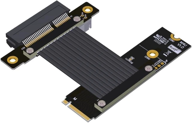 Alt view image 6 of 10 - Pcie 4.0 M.2 Nvme to x4 Extension Flat Riser Cable Corner 90 Degrees Ful Speed for PCIE 4X SSD RAID, LAN, GPU, Capture Card Extender (M42UF, 30cm)