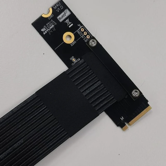 Alt view image 8 of 10 - Pcie 4.0 M.2 Nvme to x4 Extension Flat Riser Cable Corner 90 Degrees Ful Speed for PCIE 4X SSD RAID, LAN, GPU, Capture Card Extender (M42UF, 30cm)