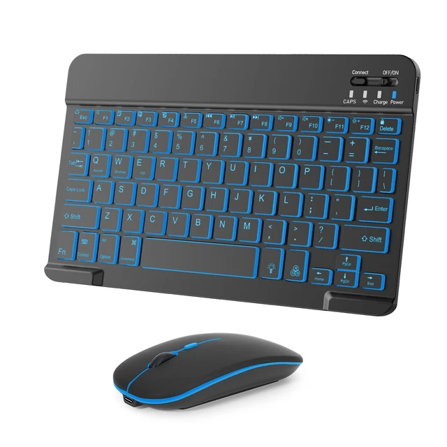 Alt view image 6 of 10 - Wireless Keyboard And Mouse Combo, Rechargeable Bluetooth Keyboard & Mouse with 7 Color Backlit and 2.4 GHz Wireless USB Receiver, Compatible with Phone, iPad, PC, Laptop, Windows/iOS/Android, Black