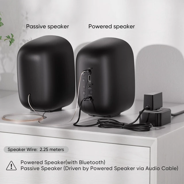 Alt view image 13 of 14 - Powered Bluetooth Bookshelf Speakers for Record Player, 40W Stereo Sound Speakers with 3-Inch Woofer, Dual-Curved Horn Bass Reflex Port and Optical/AUX/TV-ARC for Turntable/PC/TV, Pair