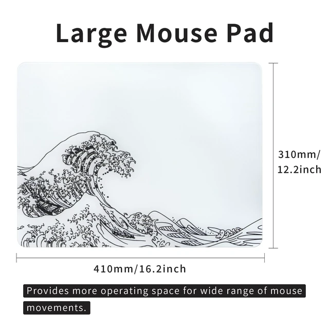 Alt view image 8 of 12 - XVX Glass Gaming Mouse Pad, White Kanagawa Hard Mousepads for Gaming,Professional Large Mouse Mat 16.2" x 12.2", Special Glass Surface with Improved Precision and Speed