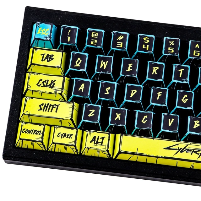 Alt view image 6 of 10 - JOMKIZ PBT Keycaps - Japanese Manga Theme Keycaps Set, 131 Keys Cherry Profile Dye-Sub Custom Keycap, Cyberpunk 2077 Minimalist Style Key Caps for 60%, 65%, 75%, 100% Cherry MX Mechanical Keyboard