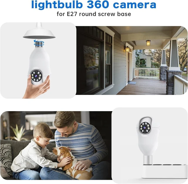 Alt view image 13 of 14 - Light Bulb Security Camera 2 Pack, 5g/2.4ghz Lightbulb Security Cameras Wireless Outdoor EseeCloud, 2K 360 Front Porch Cam Screw in Light Socket Motion Sensor Color Night Vision 2-Way Audio
