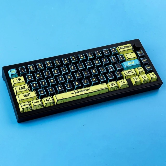 Alt view image 9 of 10 - JOMKIZ PBT Keycaps - Japanese Manga Theme Keycaps Set, 131 Keys Cherry Profile Dye-Sub Custom Keycap, Cyberpunk 2077 Minimalist Style Key Caps for 60%, 65%, 75%, 100% Cherry MX Mechanical Keyboard