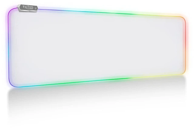 Alt view image 7 of 12 - Bone White Gaming Mouse Pad RGB - Large LED Mousepad - LED Desk mat with 8 Adjustable Light Modes - Non Slip Rubber Base, Easy to Clean Water Proof Surface Mat for Keyboard and Mouse