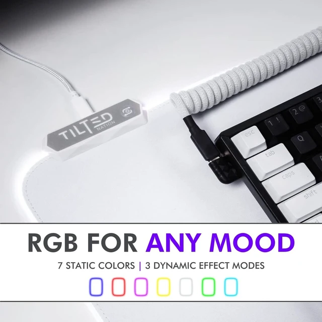 Alt view image 10 of 12 - Bone White Gaming Mouse Pad RGB - Large LED Mousepad - LED Desk mat with 8 Adjustable Light Modes - Non Slip Rubber Base, Easy to Clean Water Proof Surface Mat for Keyboard and Mouse