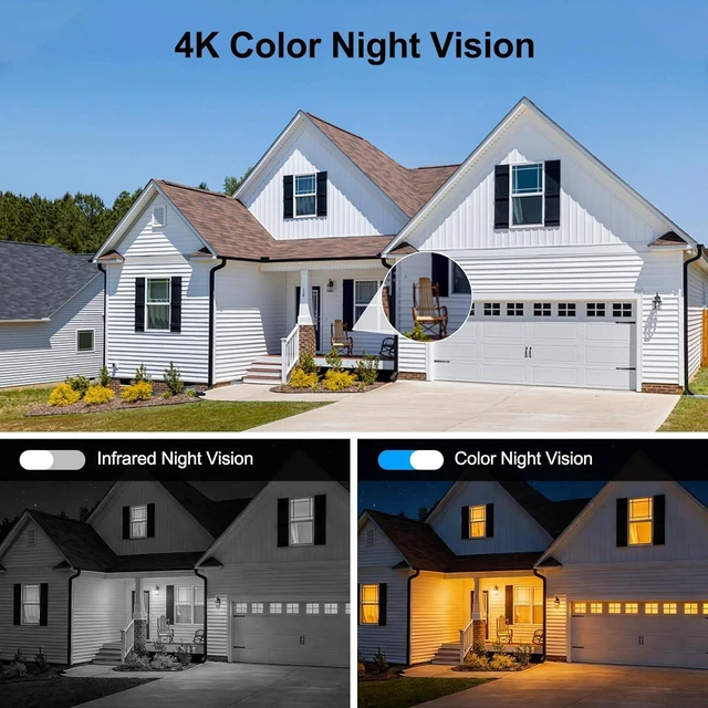 Alt view image 11 of 14 - Triple-Lens Solar Security Cameras Wireless Outdoor, 2.4G/5G WiFi Cameras for Home Security with 10X Zoom, Full Color Night Vision, PlR Human Detection, Auto Tracking, Spotlight Siren, Alexa, IP66