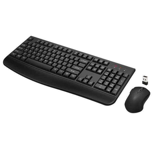 Alt view image 8 of 14 - Wireless Keyboard and Mouse Combo, Full-Sized 2.4GHz Wireless Keyboard with Comfortable Palm Rest and Optical Wireless Mouse for Windows, Mac OS PC/Desktops/Computer/Laptops (Black)
