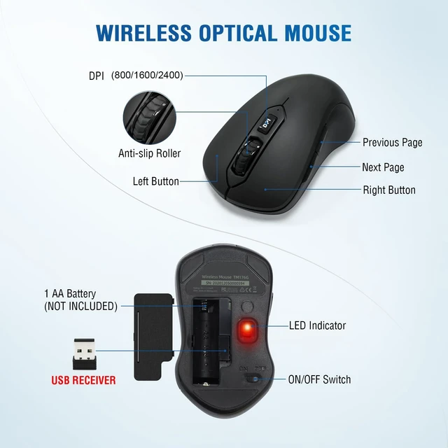 Alt view image 12 of 14 - Wireless Keyboard and Mouse Combo, Full-Sized 2.4GHz Wireless Keyboard with Comfortable Palm Rest and Optical Wireless Mouse for Windows, Mac OS PC/Desktops/Computer/Laptops (Black)