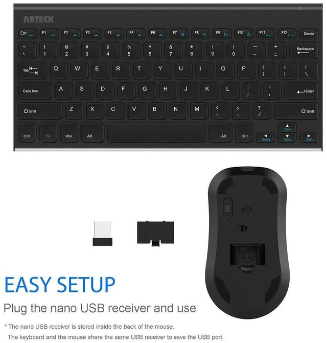 Alt view image 11 of 14 - 2.4G Wireless Keyboard and Mouse Combo Ultra Compact Slim Stainless Full Size Keyboard and Ergonomic Mouse for Computer/Desktop/PC/Laptop and Windows 10/8/7 Build in Rechargeable Battery