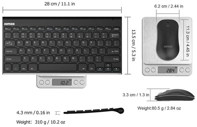 Alt view image 13 of 14 - 2.4G Wireless Keyboard and Mouse Combo Ultra Compact Slim Stainless Full Size Keyboard and Ergonomic Mouse for Computer/Desktop/PC/Laptop and Windows 10/8/7 Build in Rechargeable Battery