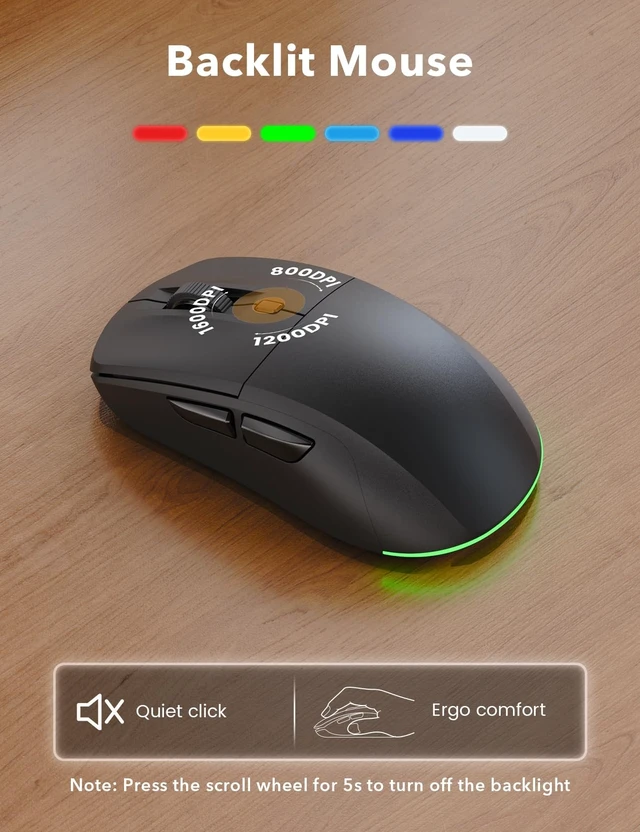 Alt view image 13 of 14 - Wireless Keyboard and Mouse Combo - 4000mAh Rechargeable Backlit Keyboard with Wrist Rest & Phone Holder, Full Size Quiet Typing 2.4G USB-A/Type-C for PC, Laptop, Windows, Mac