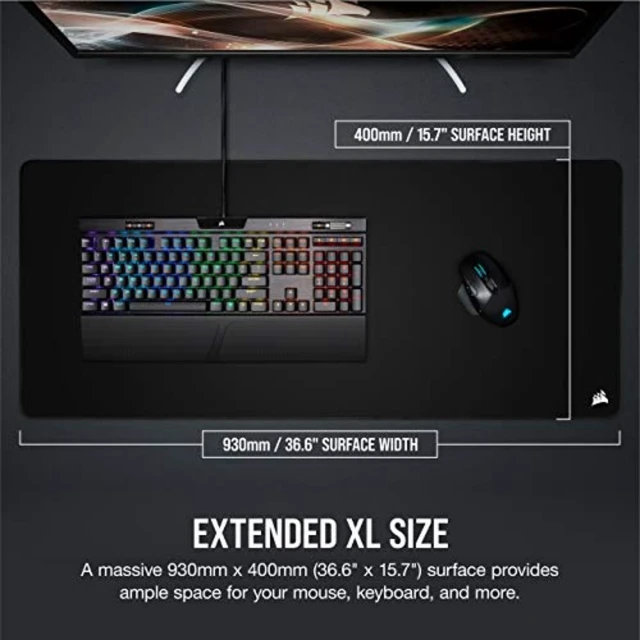 Alt view image 12 of 14 - MM350 PRO Extended XL Premium Spill-Proof Cloth Gaming Mouse Pad 36.6 Width x 15.7 Height Surface Black