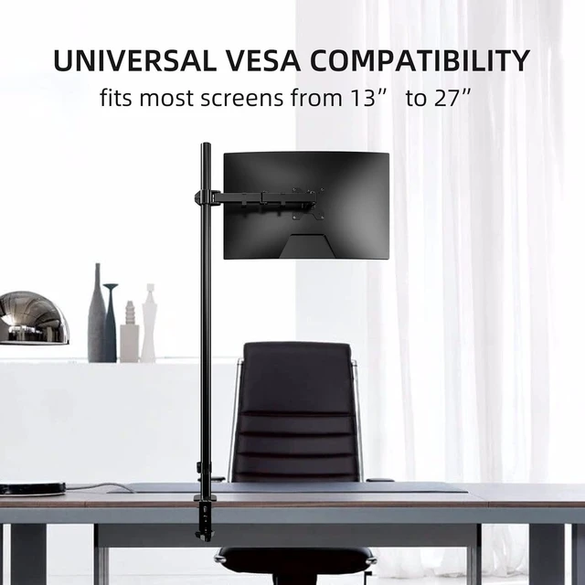 Alt view image 9 of 10 - Pholiten Extra Tall Single Monitor Desk Mount Stand with 47 inch Pole for 13 to 27 inch Screens,Fully Adjustable Monitor Arm Mount for Desk, Holds up to 22lbs