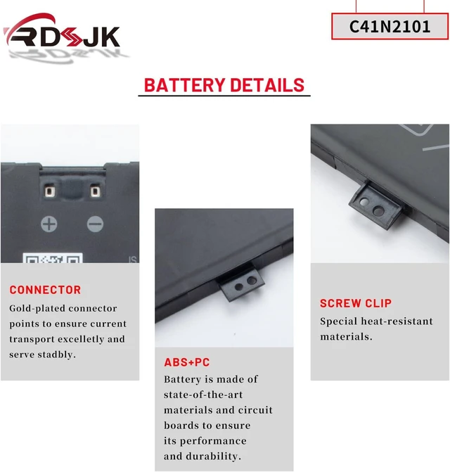 Alt view image 12 of 14 - C41N2101 Laptop Battery for ASUS ROG Zephyrus G14 GA402 GA402R GA402N GA402X TUF Dash F15 FX517 FX517Z VivoBook Pro 15X OLED K6501ZM M6501RR ZenBook Pro 14 Duo OLED UM6702RA UM6702RC UX8402ZA UX8402VV