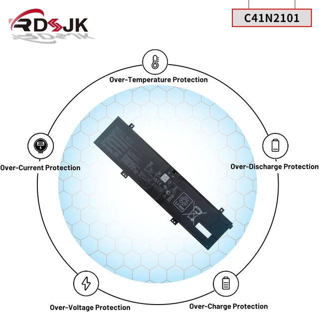 Alt view image 13 of 14 - C41N2101 Laptop Battery for ASUS ROG Zephyrus G14 GA402 GA402R GA402N GA402X TUF Dash F15 FX517 FX517Z VivoBook Pro 15X OLED K6501ZM M6501RR ZenBook Pro 14 Duo OLED UM6702RA UM6702RC UX8402ZA UX8402VV