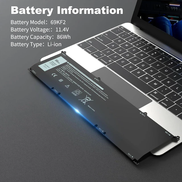 Alt view image 9 of 14 - 69KF2 86Wh Laptop Battery for Dell XPS 15 9500 9520 9510 9530 Alienware M15 M17 R3 R4 R5 R6 R7 Inspiron 7510 7610 7620 7630 G15 5515 5511 5521 5510 5520 Precision 5550 5560 5570 M59JH 8FCTC P87F P100f