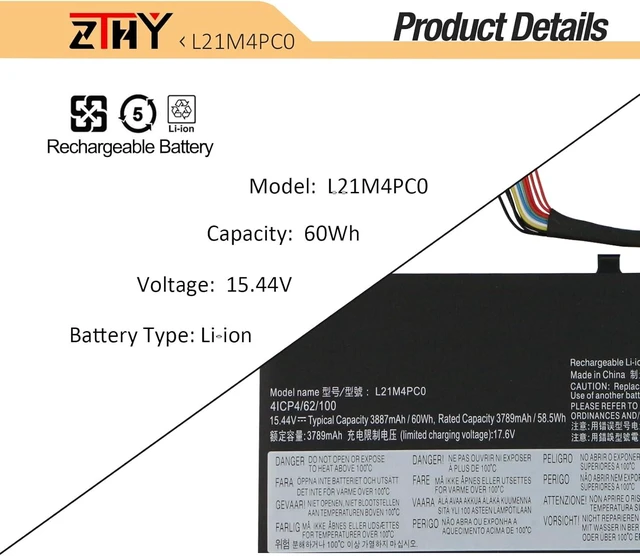 Alt view image 10 of 14 - L21M4PC0 Laptop Battery Replacement for Lenovo IdeaPad Gaming 3-15IAH7 3-15ARH7, Legion 5-15IAH7 5-15ARH7 5-15ARH7H 5-15IAH7H L21L4PC0 L21C4PC0 L21D4PC0 5B11F24158 SB11F24146 5B11N47418 15.44V 60Wh
