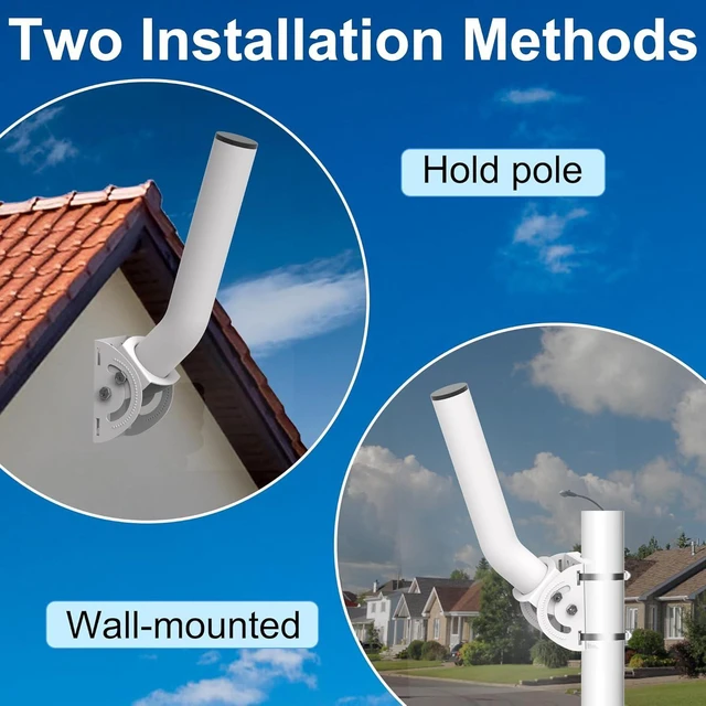 Alt view image 9 of 14 - Wireless Bridge Mount, 12" Pole Wall J-Mounting Bracket kit for Outdoor TV Antennas, Access Point, WiFi Extender APs and Starlink Dishes, Fixed by Two Screws, 160° Adjustable 4-Pack