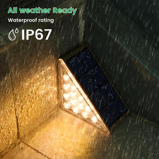 Alt view image 9 of 12 - Solar Step Lights for Outside, 12pack Solar Stair Lights Outdoor Waterproof IP67, Deck Step Lights, Outdoor Light Decor for Staircase, Patio, Front Step, Pathway, Front Porch(Warm Brown)