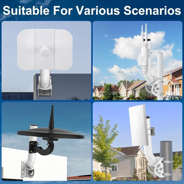 Alt view image 14 of 14 - Wireless Bridge Mount, 12" Pole Wall J-Mounting Bracket kit for Outdoor TV Antennas, Access Point, WiFi Extender APs and Starlink Dishes, Fixed by Two Screws, 160° Adjustable 4-Pack