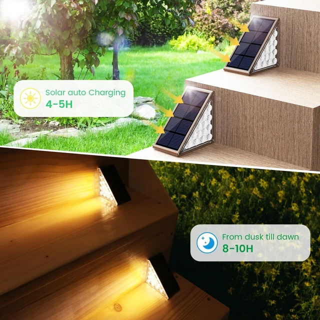 Alt view image 8 of 12 - Solar Step Lights for Outside, 12pack Solar Stair Lights Outdoor Waterproof IP67, Deck Step Lights, Outdoor Light Decor for Staircase, Patio, Front Step, Pathway, Front Porch(Warm Brown)