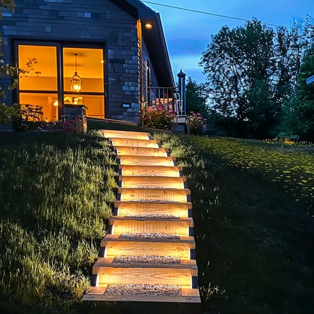Alt view image 12 of 12 - Solar Step Lights for Outside, 12pack Solar Stair Lights Outdoor Waterproof IP67, Deck Step Lights, Outdoor Light Decor for Staircase, Patio, Front Step, Pathway, Front Porch(Warm Brown)