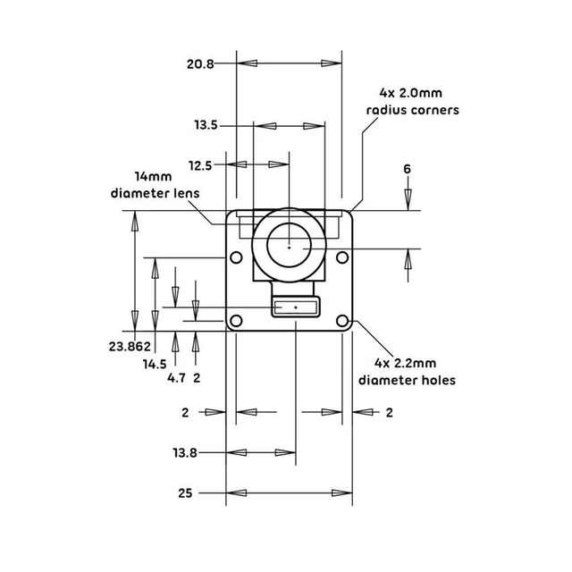 Alt view image 10 of 10 - Arducam Mini 8MP IMX219 Camera Module for Jetson Orin NX/AGX Orin, with Low Distortion 105°(D) FOV M12 Lens, Compatible with Raspberry Pi CM3 / CM3+