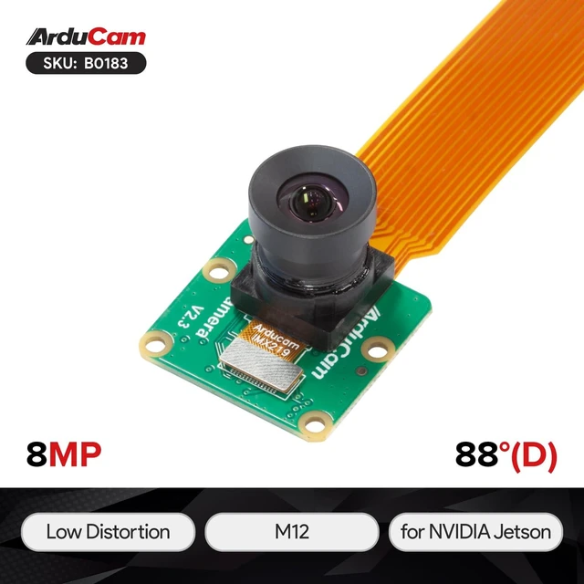 Alt view image 7 of 10 - Arducam Mini 8MP IMX219 Camera Module for Jetson Orin NX/AGX Orin, with Low Distortion 105°(D) FOV M12 Lens, Compatible with Raspberry Pi CM3 / CM3+