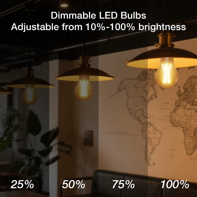 Alt view image 10 of 12 - 12 Pack A19 Vintage LED Edison Bulbs, 60W Equivalent, Dimmable, High Brightness 2700K Warm White, 800 Lumens, 8W E26 Standard Base, CRI80+, Clear Glass Filament Bulb for Living Room