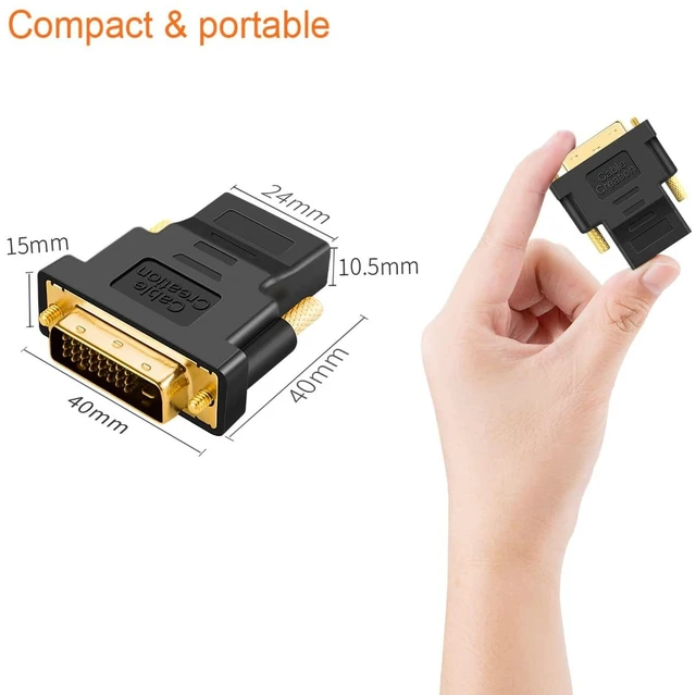 Alt view image 10 of 10 - CableCreation DVI to HDMI Adapter, 5-Pack Bi-Directional DVI-D(24+1) Male to HDMI Female Converter, Support 1080P 3D for PS3, PS4, TV Box, Blu-ray, Projector, HDTV