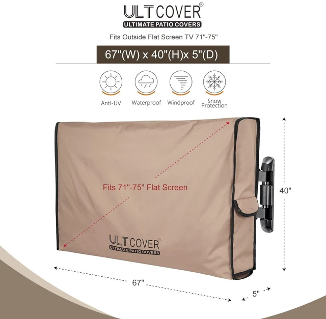 Alt view image 7 of 10 - ULTCOVER Waterproof Outdoor TV Cover for 71-75 inch Outside Flat Screen Televisions with Mounts and Stands