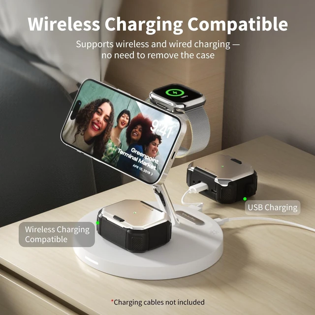 Alt view image 10 of 10 - SwitchEasy Defender for AirPods Pro 2 Case with Lock, Military-Grade Hard Shell, Built-in Stand, Shockproof Drop Protection, Carabiner for AirPods Pro 2nd/1st Gen (Space Gray)