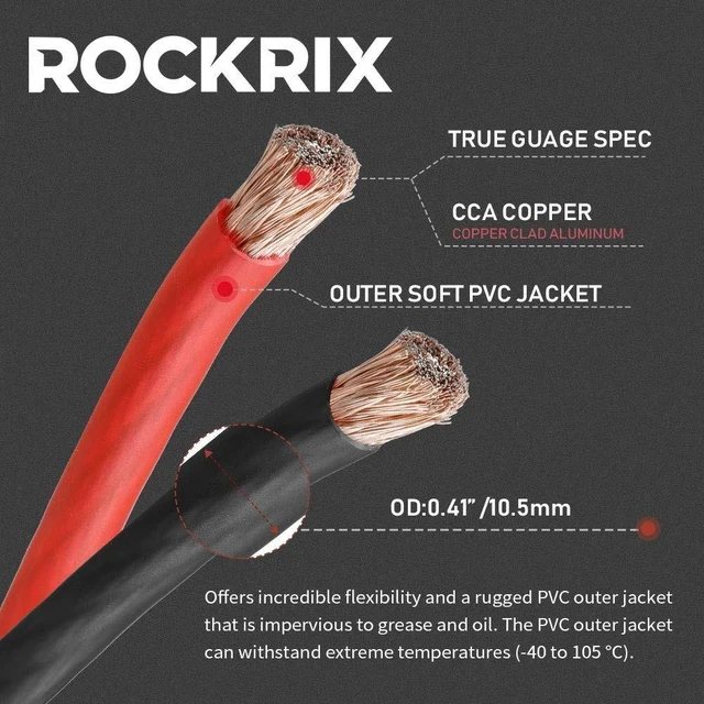 Alt view image 7 of 10 - ROCKRIX Car Audio Cable Amp Wiring Kit - 20ft 4 Gauge Power Cable Amplifier Install Wiring Kit