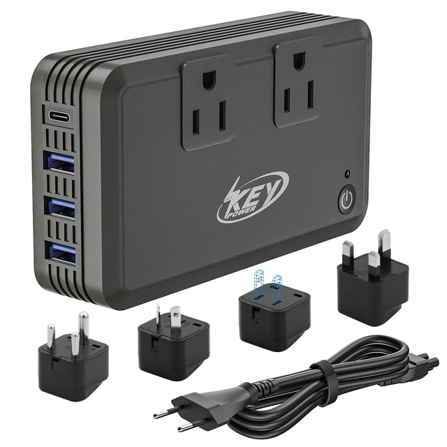 Alt view image 6 of 10 - Key Power 220V to 110V Voltage Converter, 230W Step Down International Power Converter Adapter Combo with UK/AU/US/EU Travel Adapter.