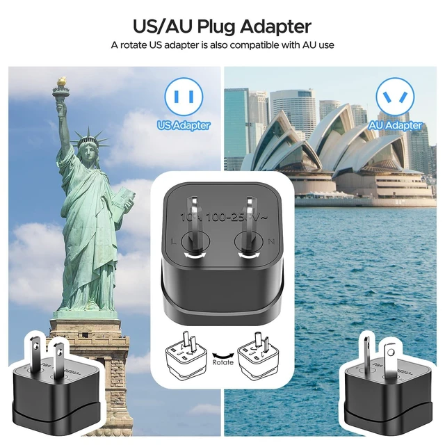 Alt view image 8 of 10 - Key Power 220V to 110V Voltage Converter, 230W Step Down International Power Converter Adapter Combo with UK/AU/US/EU Travel Adapter.
