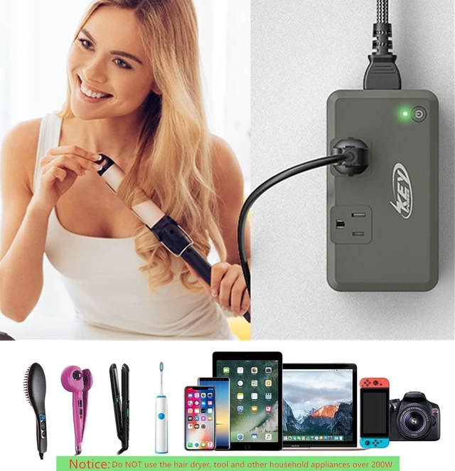 Alt view image 7 of 10 - Key Power 220V to 110V Voltage Converter, 230W Step Down International Power Converter Adapter Combo with UK/AU/US/EU Travel Adapter.