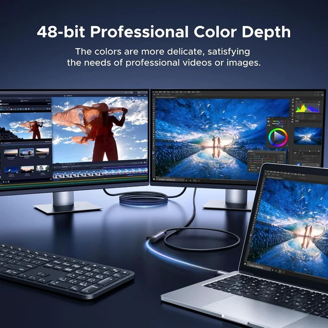 Alt view image 13 of 14 - UGREEN 16K@60Hz USB C to DisplayPort 2.1 Adapter 8K@120Hz 48-bit Color Depth 80Gbps Thunderbolt 5/4 to Display Port Compatible with iPhone 17 ProMax, MacBook Pro/Air/Mini, iPad, Galaxy, Steam Deck