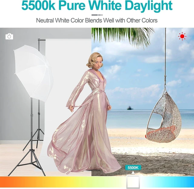 Alt view image 10 of 14 - Full Spectrum Light Bulb, 2 x 45W 5500K Spiral CFL Daylight for Photography Photo Video Studio, Softbox Lighting Kit, Household Use, Portrait Shooting