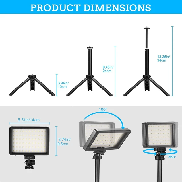 Alt view image 9 of 14 - LED Video Light 2-Pack, 5600K Dimmable USB Photo Lights with Mini Tripod and Colored Filters for Photo Studios, Small Angle Shooting, Video Recording, Game Streaming