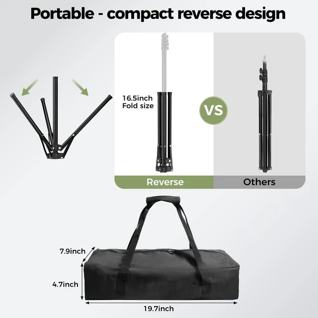 Alt view image 9 of 14 - Green Screen Backdrop Kit with Reverse Folding Base, 5x6.5ft Photo Greenscreen Background with Portable T-Shape Stand and 6 Clamps for Photography, Photoshoot, Studio Video Recording, Streaming