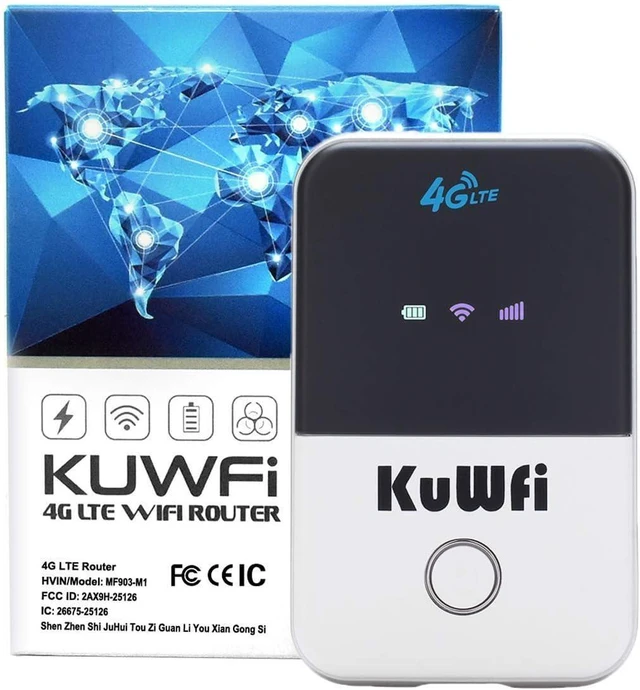 Alt view image 9 of 11 - KuWFi 4G LTE Mobile WiFi Hotspot Unlocked Travel Partner Wireless 4G Router with SIM Card Slot Support LTE FDD B2/B4/B5/B12/B17 Network Band for AT&T/T-Mobile