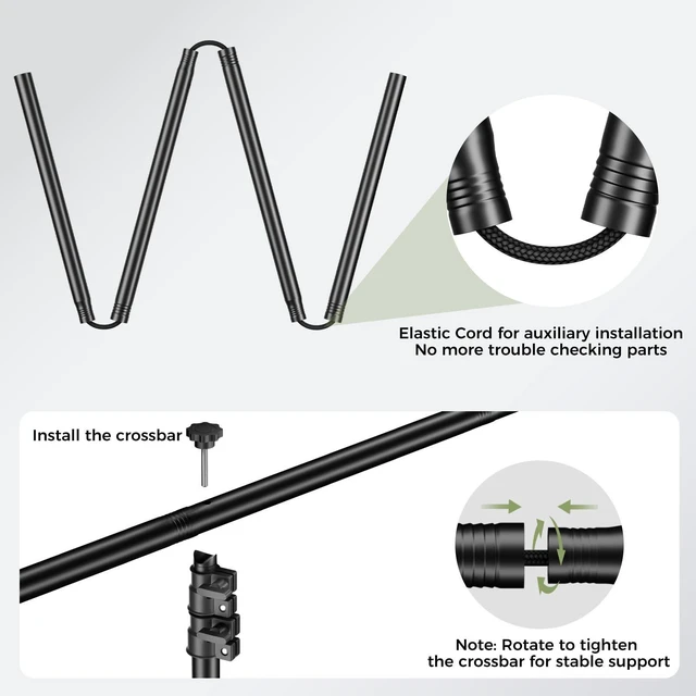 Alt view image 12 of 14 - Green Screen Backdrop Kit with Reverse Folding Base, 5x6.5ft Photo Greenscreen Background with Portable T-Shape Stand and 6 Clamps for Photography, Photoshoot, Studio Video Recording, Streaming