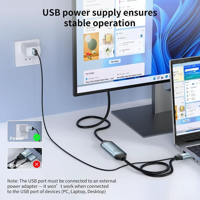 Alt view image 12 of 14 - 8K@60Hz HDMI to Displayport Cable,4k@120Hz Unidirectional HDMI 2.1 to DP 1.4 Adapter 6FT,Male to Male Converter with USB Powered for Computer/PC/Monitor/PS5/PS4 Xbox,Support HDR,Dolby,HDCP2.3