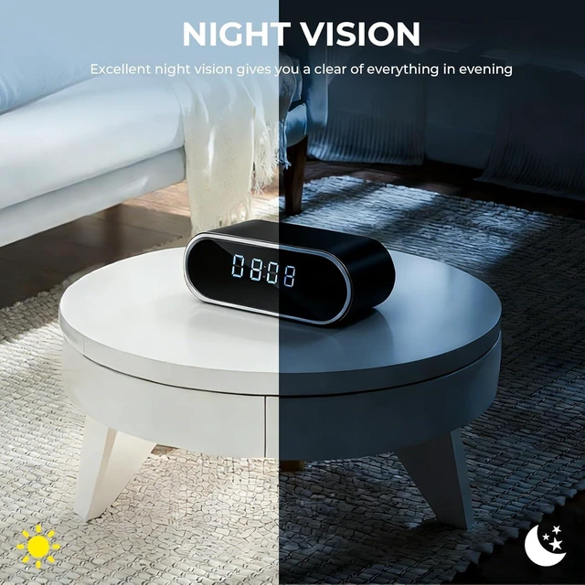 Alt view image 9 of 12 - Wireless Clock Camera Spy Camera HD 1080P Security Nanny Cams with Night Vison and Motion Detection for Home/Office/ Baby/Elder/Pet Care