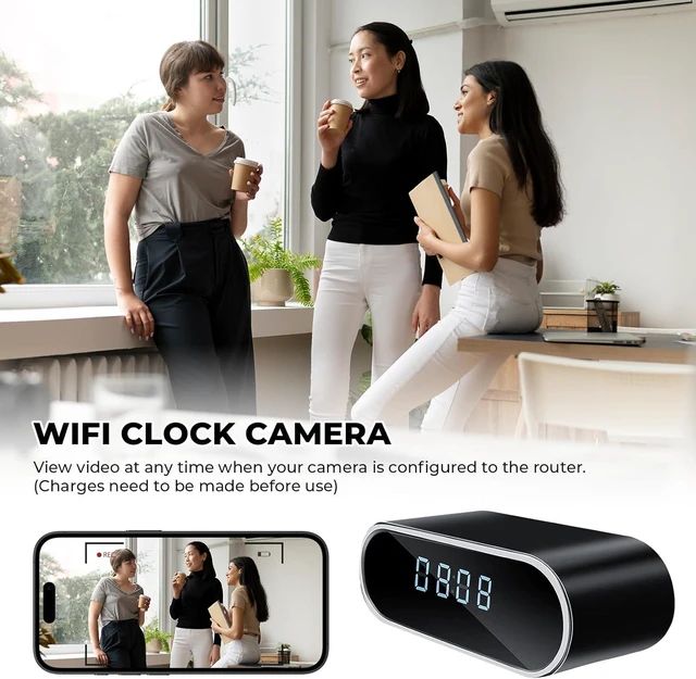 Alt view image 10 of 12 - Wireless Clock Camera Spy Camera HD 1080P Security Nanny Cams with Night Vison and Motion Detection for Home/Office/ Baby/Elder/Pet Care
