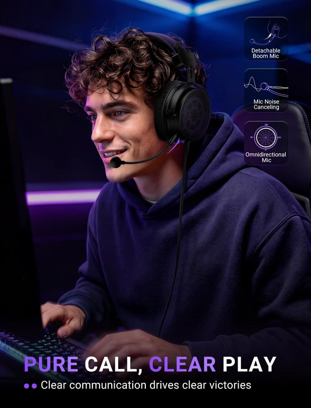 Alt view image 13 of 14 - Open Back Gaming Headset with 7.1 Surround Sound - Expansive Open Audio - USB/3.5mm Dual Wired Connection - Detachable Mic for PC, PS5, PS4, Laptop, Mac, Xbox, Mobile - Ampligame H18V Lite BP