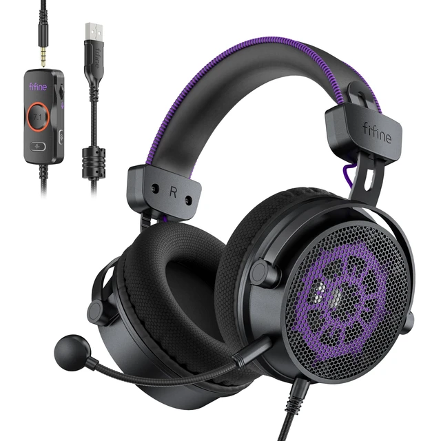 Alt view image 8 of 14 - Open Back Gaming Headset with 7.1 Surround Sound - Expansive Open Audio - USB/3.5mm Dual Wired Connection - Detachable Mic for PC, PS5, PS4, Laptop, Mac, Xbox, Mobile - Ampligame H18V Lite BP